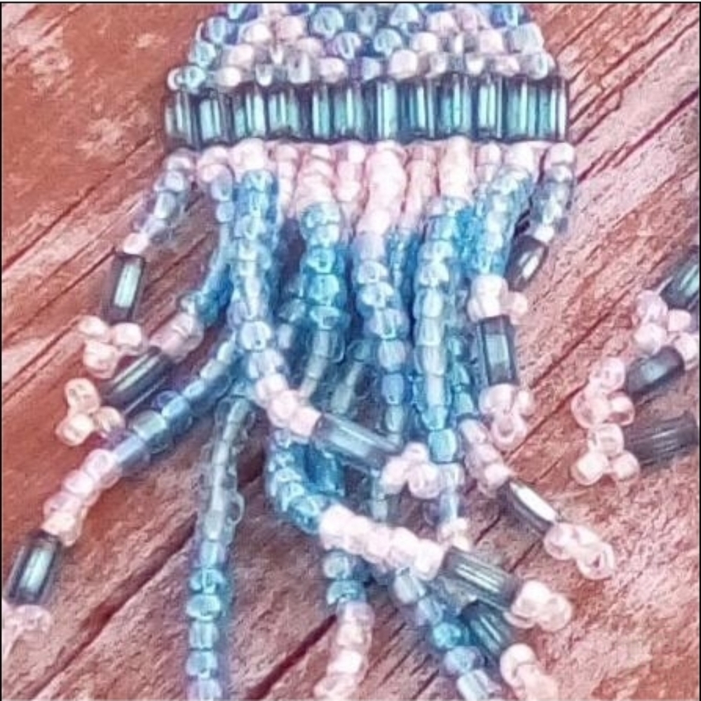 Vintage Boho Beaded Fringe Earrings Teal Turquoise Statement - Picture 5 of 5
